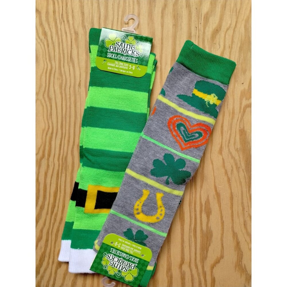 Saint Patricks Day Leprechaun Socks Shamrock Lucky Horseshoe 2 Pack Collection